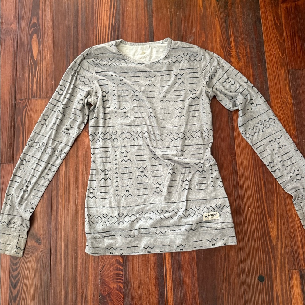 Burton Gray Geometric Long Sleeve Technical Shirt